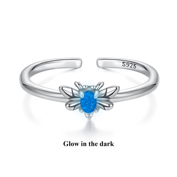 925 Sterling Silver Pendant with Luminous Stone - Oxidized Silver, For Rings