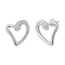 925 Sterling Silver Earrings with CZ in White Gold Plating - 1.4x1.2cm for Women-1