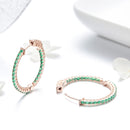 925 Sterling Silver Plated Rose Gold Pavé Setting CZ Earrings-3