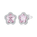 925 Sterling Silver Earrings with Pavé Setting CZ and Transparent Glass for Women-2