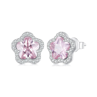 925 Sterling Silver Earrings with Pavé Setting CZ and Transparent Glass for Women - 0