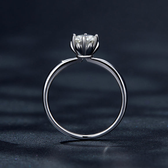 925 Sterling Silver Plated Moissanite Ring Size 6
