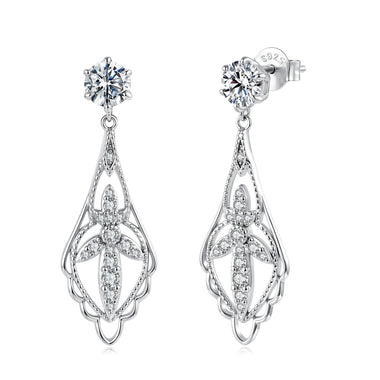 925 Sterling Silver 0.50 Carat Moissanite Earrings with White Gold Plating for Women - 0