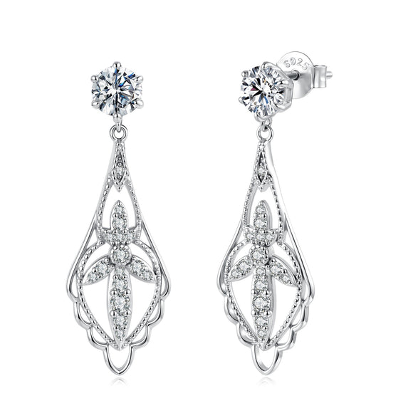 925 Sterling Silver 0.50 Carat Moissanite Earrings with White Gold Plating for Women