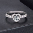 925 Sterling Silver Moissanite 0.5ct Heart Ring for Women Size 6-5
