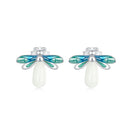925 Sterling Silver Earrings with Luminous Stone in 10x12mm-4