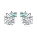 925 Sterling Silver Earrings with Transparent Glass and White Gold Plating for Women-1