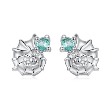 925 Sterling Silver Earrings with Transparent Glass and White Gold Plating for Women