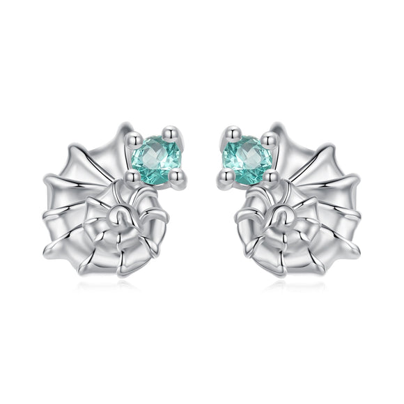 925 Sterling Silver Earrings with Transparent Glass and White Gold Plating for Women
