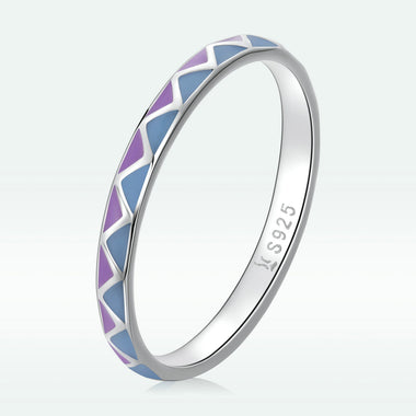 925 Sterling Silver Wide Enamel Ring Size 6.0 for Women - 0