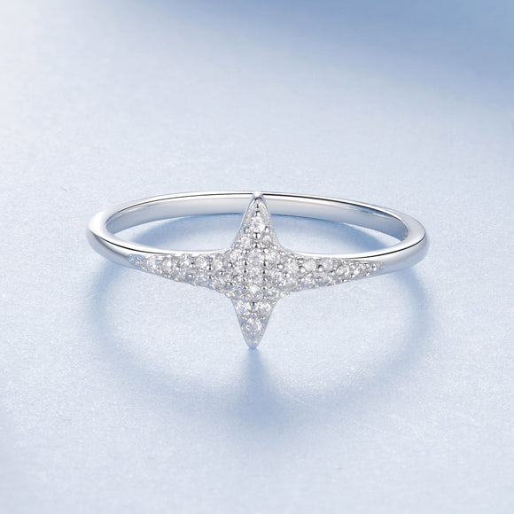 925 Sterling Silver White Gold Plated Ring with Pavé Setting CZ, Size 6.0 for Women