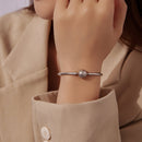 925 Sterling Silver Pavé Setting CZ Bracelet with White Gold Plating for Women - Size 17.0-7