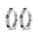 S925 Oxidized Silver Pavé CZ Earrings Size 14*2.5mm for Women-3