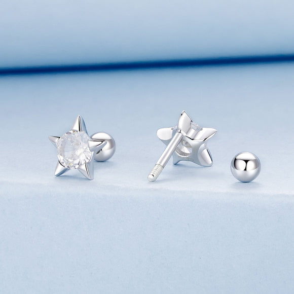 925 Sterling Silver Earrings with Pavé Setting CZ in White Gold