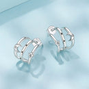 925 Sterling Silver Earrings with Pavé Setting CZ - Oxidized Silver, 1.1cm for Women-3