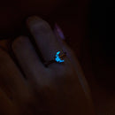 925 Sterling Silver Luminous Stone 0.80cm Moon Ring for Women-7