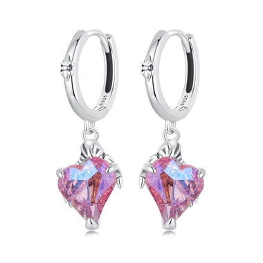 925 Sterling Silver Earrings with Transparent Glass, 28x9mm, Women's Jewelry - 0