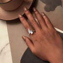 925 Sterling Silver Ring with Shell Pearl and Transparent Glass-7