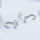925 Sterling Silver CZ Earrings with White Gold Plating, 1.4x0.5cm for Women-4