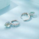 925 Sterling Silver Earrings with Transparent Glass, Plated White Gold, Size 23x8.5mm for Women-7
