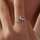 925 Sterling Silver + Plated White Gold Horse Ring-5