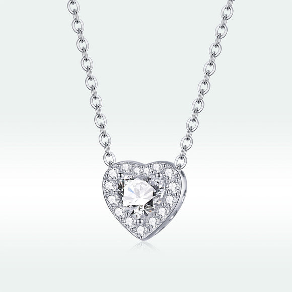 925 Sterling Silver Adjustable Cubic Zirconia Pendant Necklace for Women