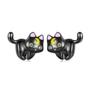 925 Sterling Silver Black Gold Plated Enamel CZ Earrings Size 10*14mm for Women-1