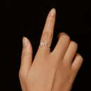 925 Sterling Silver Moissanite 0.5ct & 0.2ct Ring in Size E for Women-6