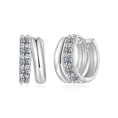 925 Sterling Silver Moissanite 0.06 Carat White Gold Plated Earrings for Women