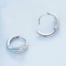925 Sterling Silver Platinum Plated Pavé CZ Earrings-5