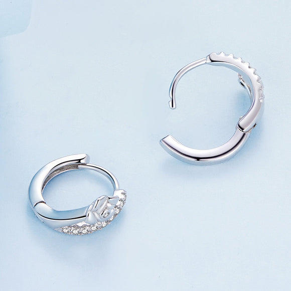 925 Sterling Silver Platinum Plated Pavé CZ Earrings