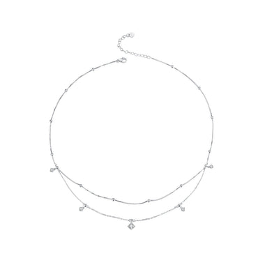 925 Sterling Silver Plated White Gold Moissanite Necklace 400+50mm for Women