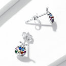 925 Sterling Silver Earrings with Oxidized Finish and Pavé Setting CZ-5