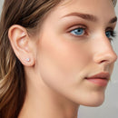 925 Sterling Silver White Gold Plated Earrings 0.5cm with CZ-7