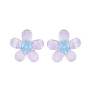 925 Sterling Silver Opal 8mm Earrings for Women-1