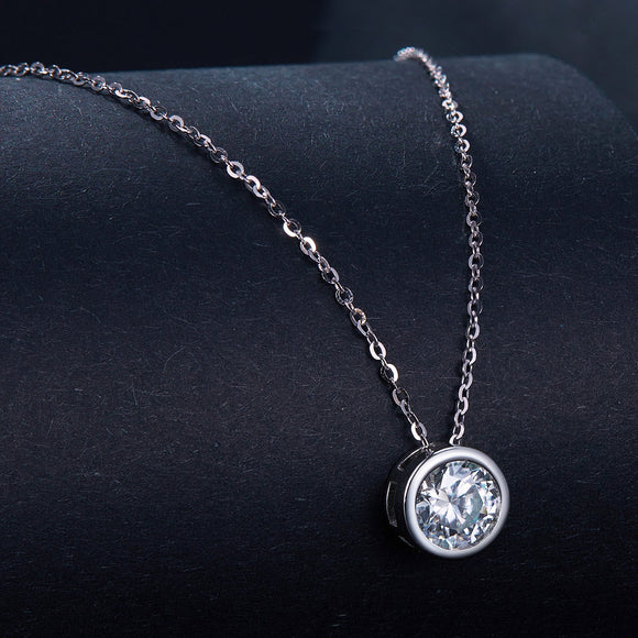 S925 Sterling Silver Moissanite Necklace 400mm with 1ct Moissanite for Women
