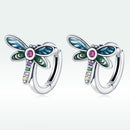 925 Sterling Silver Dragonfly Earrings with CZ and Enamel - 0.9 cm for Women-4