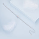 925 Sterling Silver White Gold Plated 8mm CZ Pendant Bracelet for Women-5