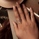 925 Sterling Silver & White Gold Plated Pave Setting CZ & Natural Pearl Ring for Women-5