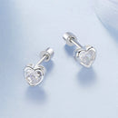 925 Sterling Silver Earrings with Plated White Gold & Pavé Setting CZ, 0.5cm for Women-3