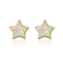 925 Sterling Silver Plated Rose Gold Translucent Opal Earrings 0.7cm for Women-2