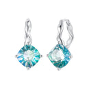 925 Sterling Silver Earrings with Transparent Glass and White Gold Plating for Women-1
