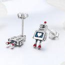 925 Sterling Silver 1.3cm Oxidized Enamel Earrings for Women-4