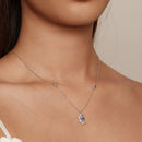 925 Sterling Silver Necklace with Pavé Setting CZ and Spinel Pendant-6