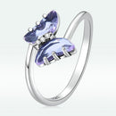925 Sterling Silver Ring with Transparent Glass & Pavé CZ, Size 6.0, Oxidized Finish - Women's Jewelry-2