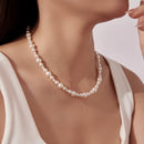 925 Sterling Silver White Gold Plated Necklace with Synthetic Pearls for Women-7