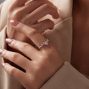 925 Sterling Silver White Gold Plated Bow-Knot Ring with CZ for Women-5
