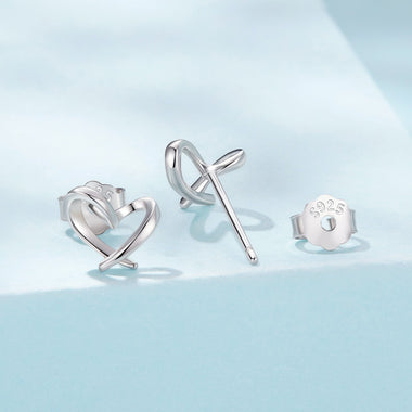 925 Sterling Silver White Gold Plated Earrings 0.7x0.8cm for Women - 0