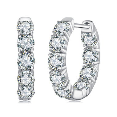 925 Sterling Silver Moissanite Earrings 0.1 Carat White Gold Plated 1.5x0.3cm Women