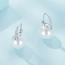 925 Sterling Silver Earrings with Quality Shell Pearl and CZ, 21*11mm, for Women-5